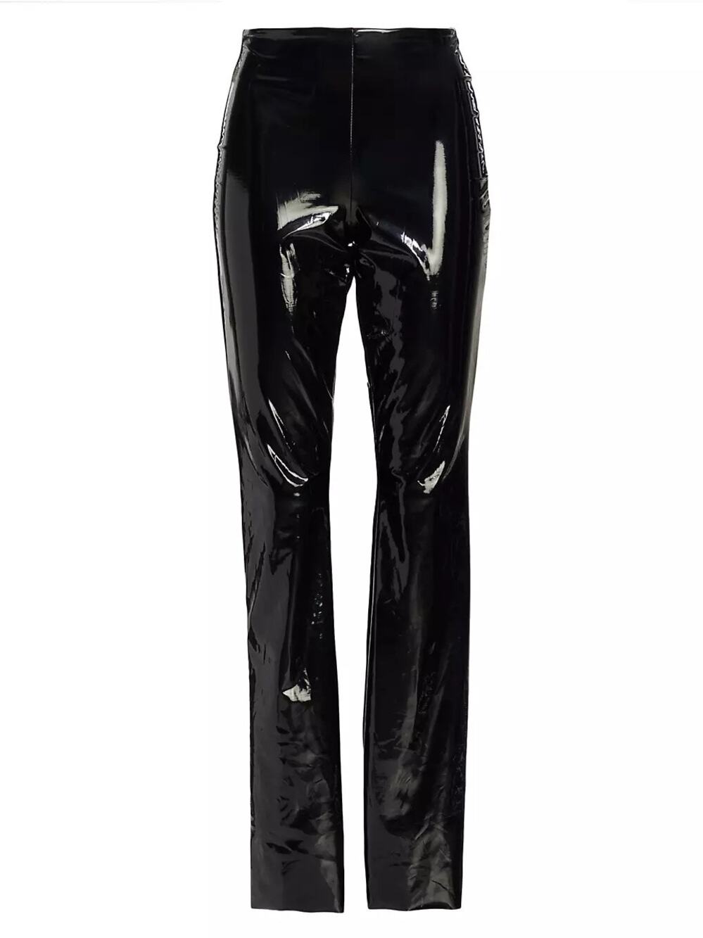 Good American NEW Black Vinyl Pull-On Flare Leg High Waisted Pants Size 2